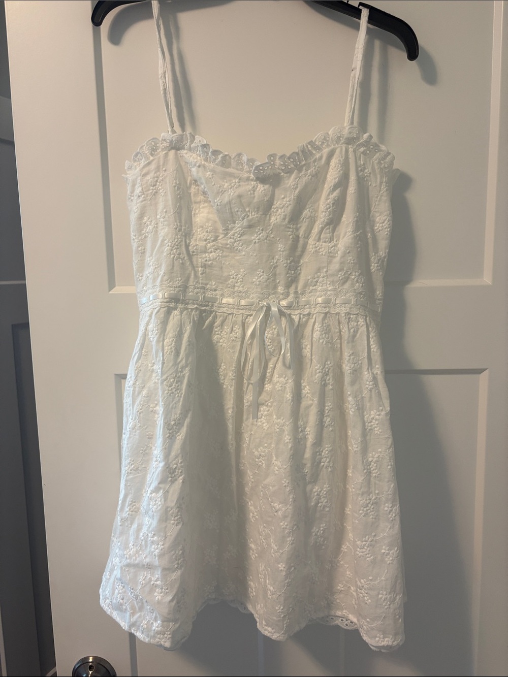 Altar'd State White Eyelet Sundress with Tie Bodice